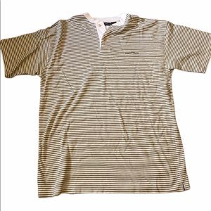 Men’s Nautical Short  sleeves tan /white Size L/LG